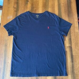 Polo by Ralph Lauren Men's Large V-Neck Tee Navy Blue Casual Soft Everyday Wear